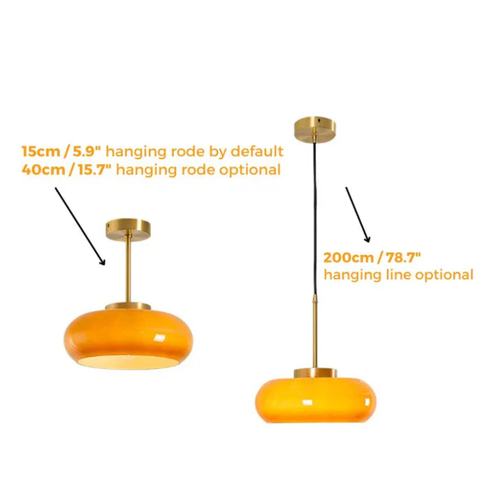 Vintage 11" Semi-Flush Ceiling Light with Orange Dome Shade