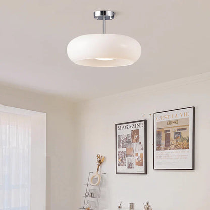 Vintage 11" Semi-Flush Ceiling Light with Orange Dome Shade