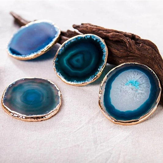 Set of 2 Blue Agate Coasters