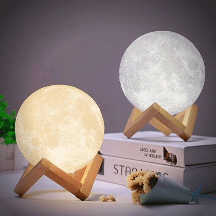 3D Moon Lamp – Dual-Tone Night Light with Touch Control